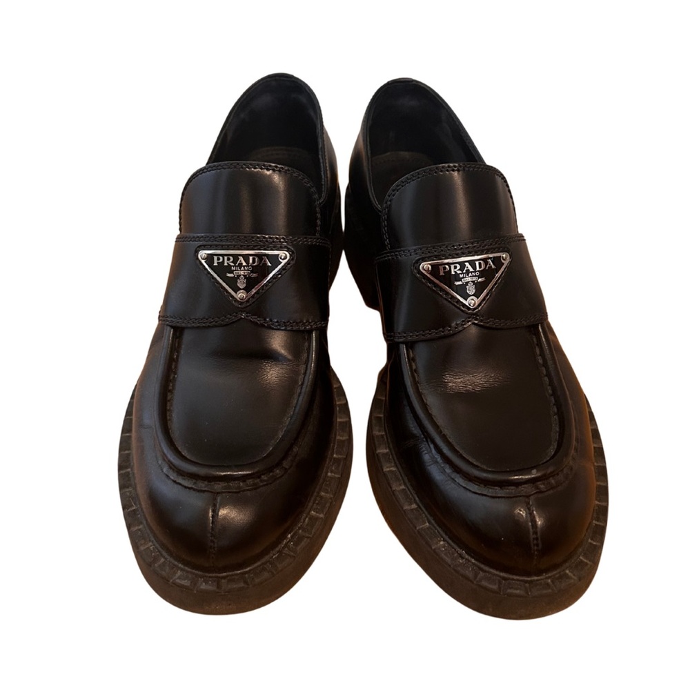 Prada Platform Leather Loafers, 36.5
